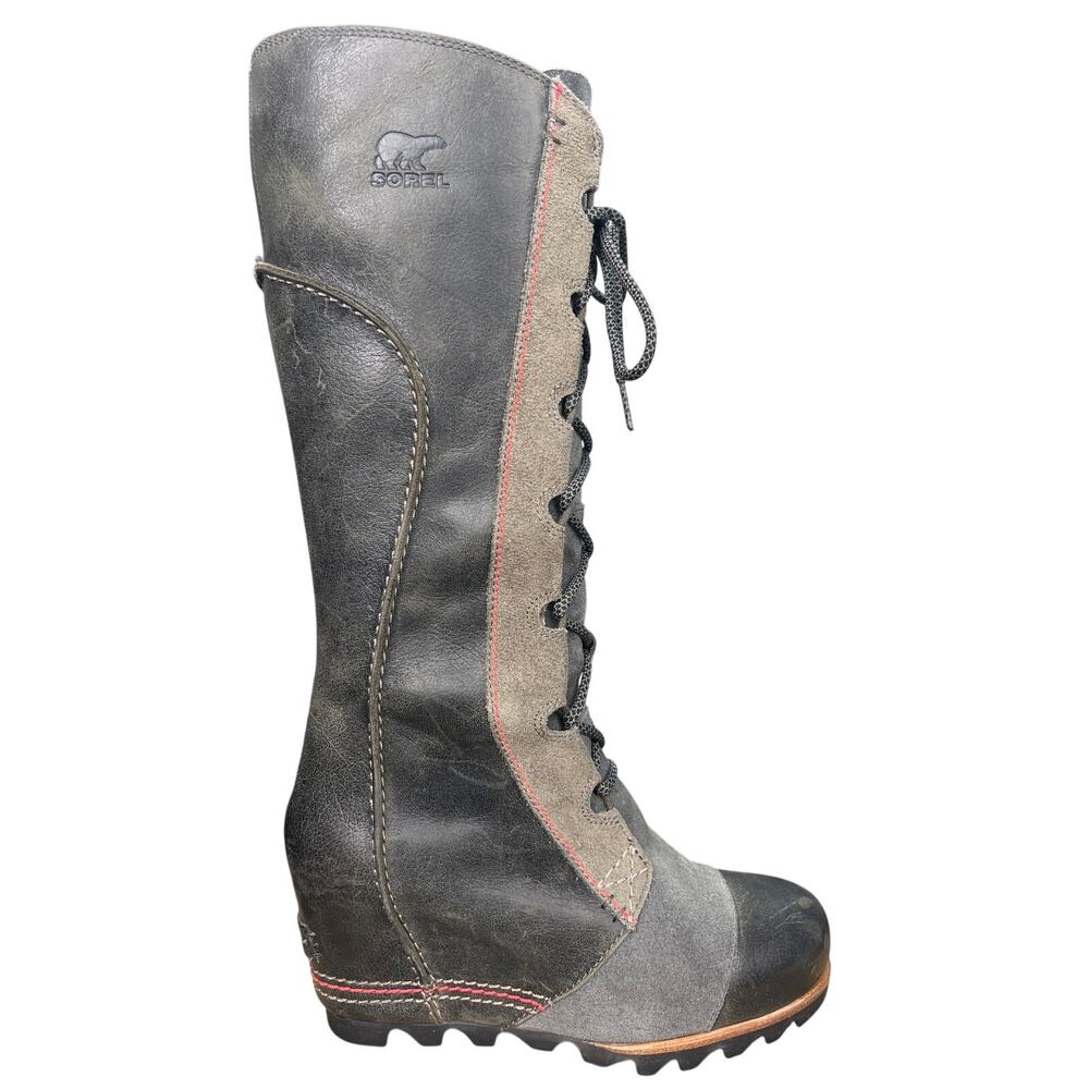 Sorel Women’s Cate The Great Olive Leather Wedge Riding Boot Size US 7